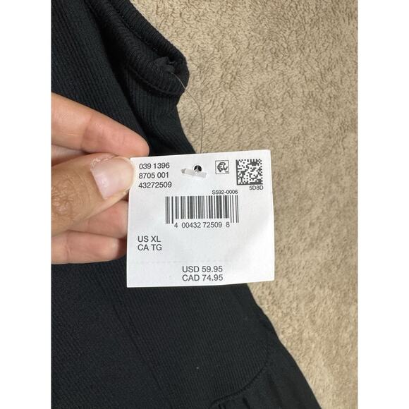 American Eagle Jumpsuit Womens XL Soft & Sexy Rib Wide Leg Spaghetti Strap Black - Picture 3 of 5